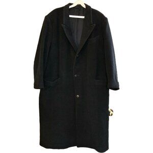 Wool Blend long overcoat Black mens Large? Pockets Lined Short Tailor Made in US